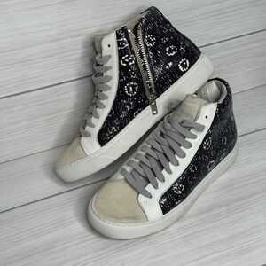 Surf‎ LATA You Get High Top Sneakers Black White Patterned Side Zip Womens 36
